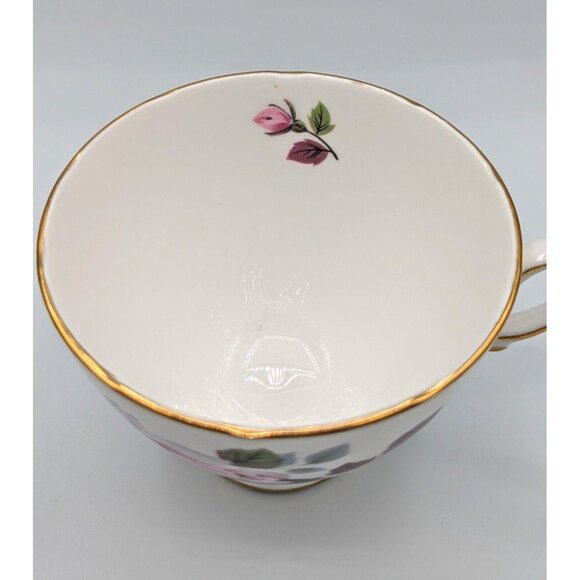 Royal Vale Large Pink Rose With Purple Leaf China Tea Cup and Saucer, England - Picture 4 of 7